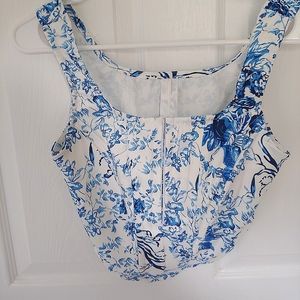 Blue floral corset top